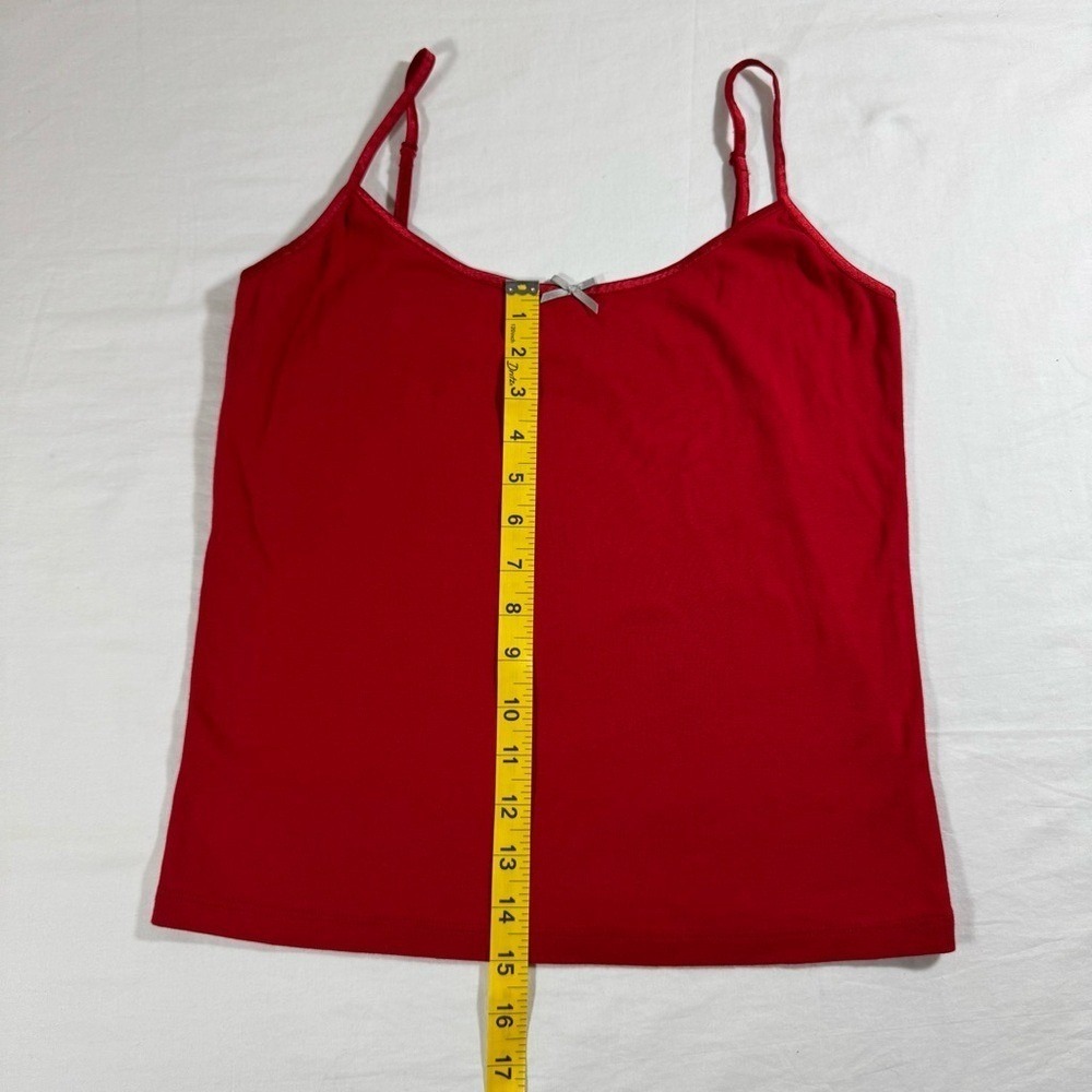 Victorias Secret Red Cotton Camisole Tank Top Adjustable Straps Bow Medium NWT - Picture 5 of 6
